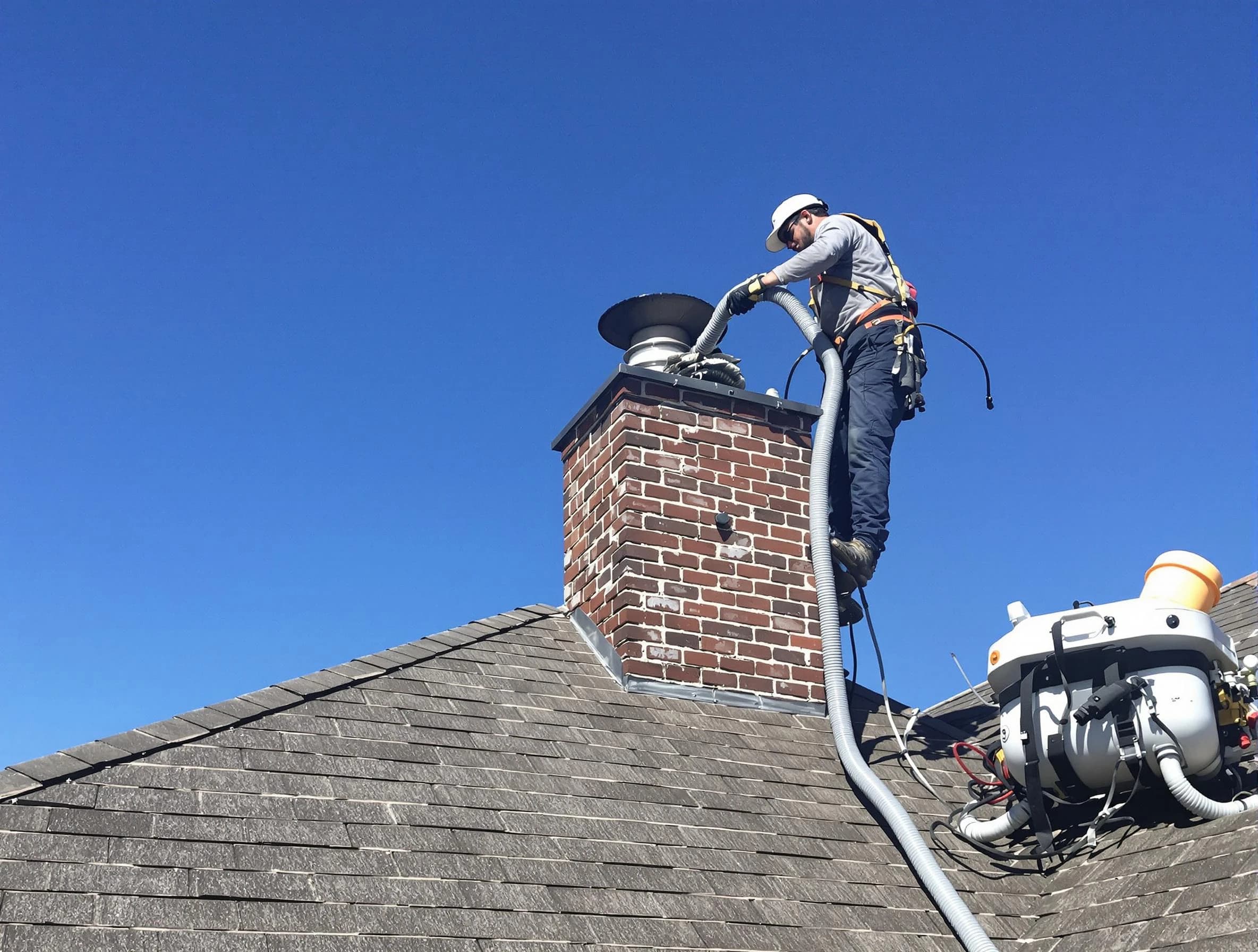Dedicated Clifton Chimney Sweep team member cleaning a chimney in Clifton, NJ
