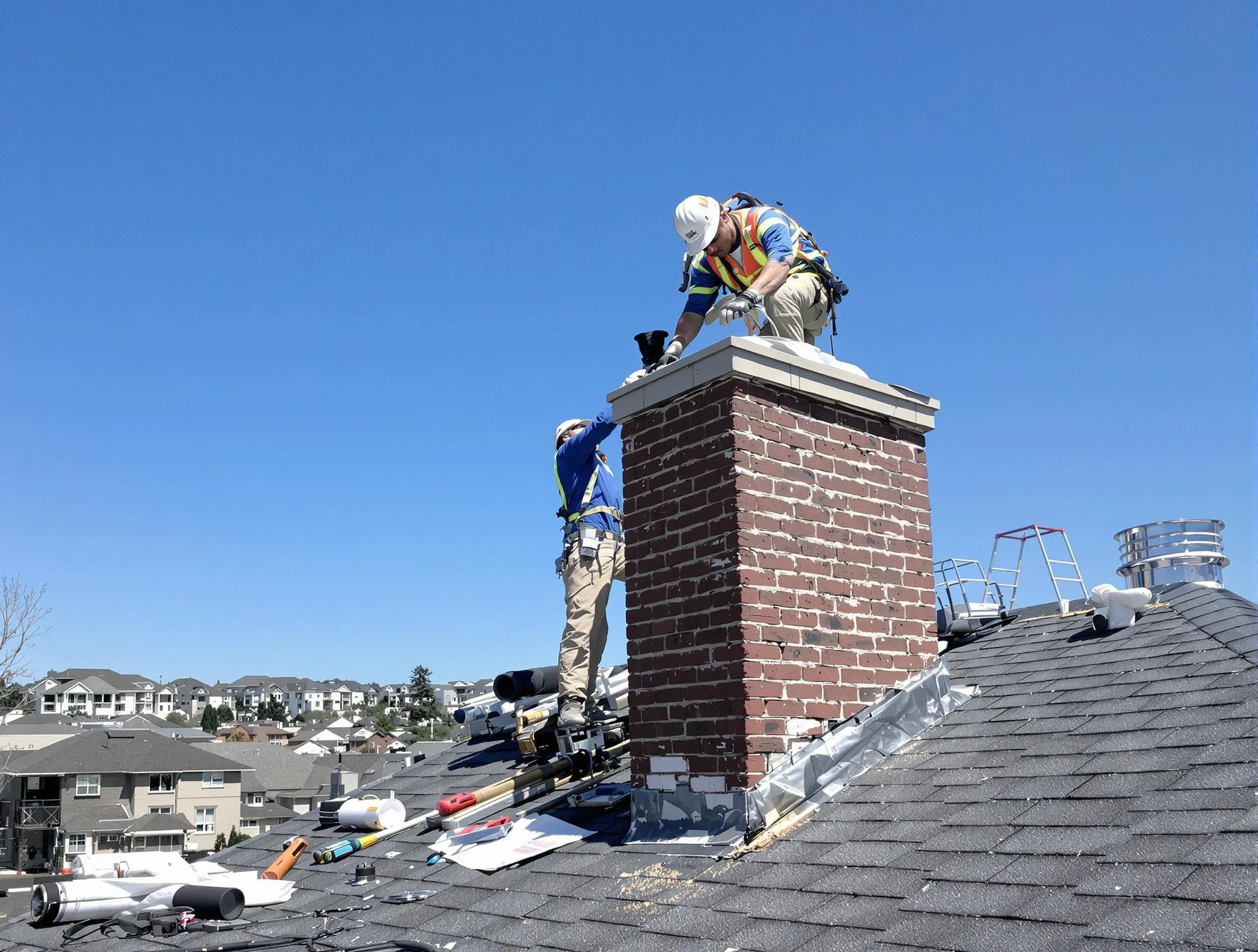 Clifton Chimney Sweep repairing a chimney crown in Clifton, NJ