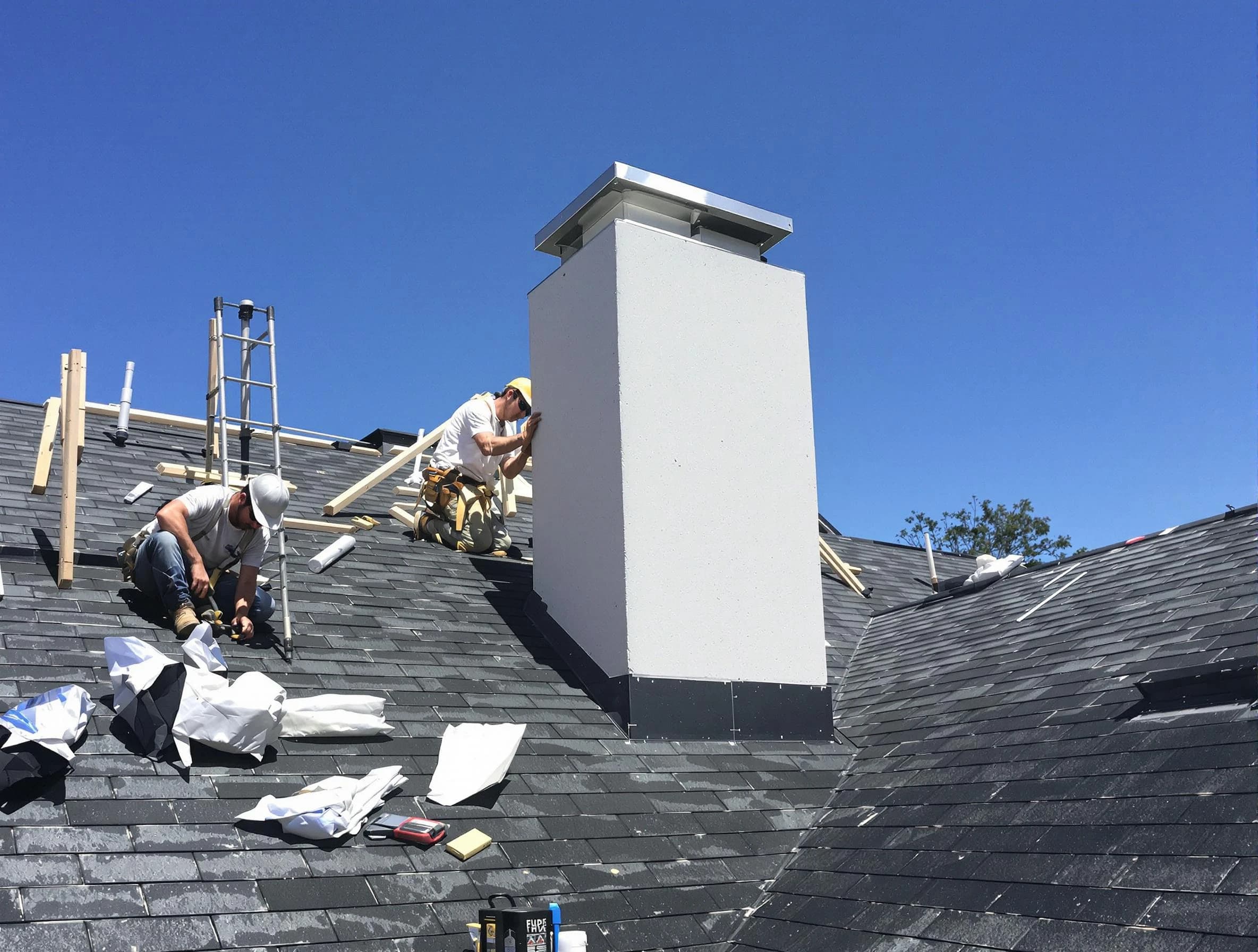 Clifton Chimney Sweep crew installing a new chimney in Clifton, NJ