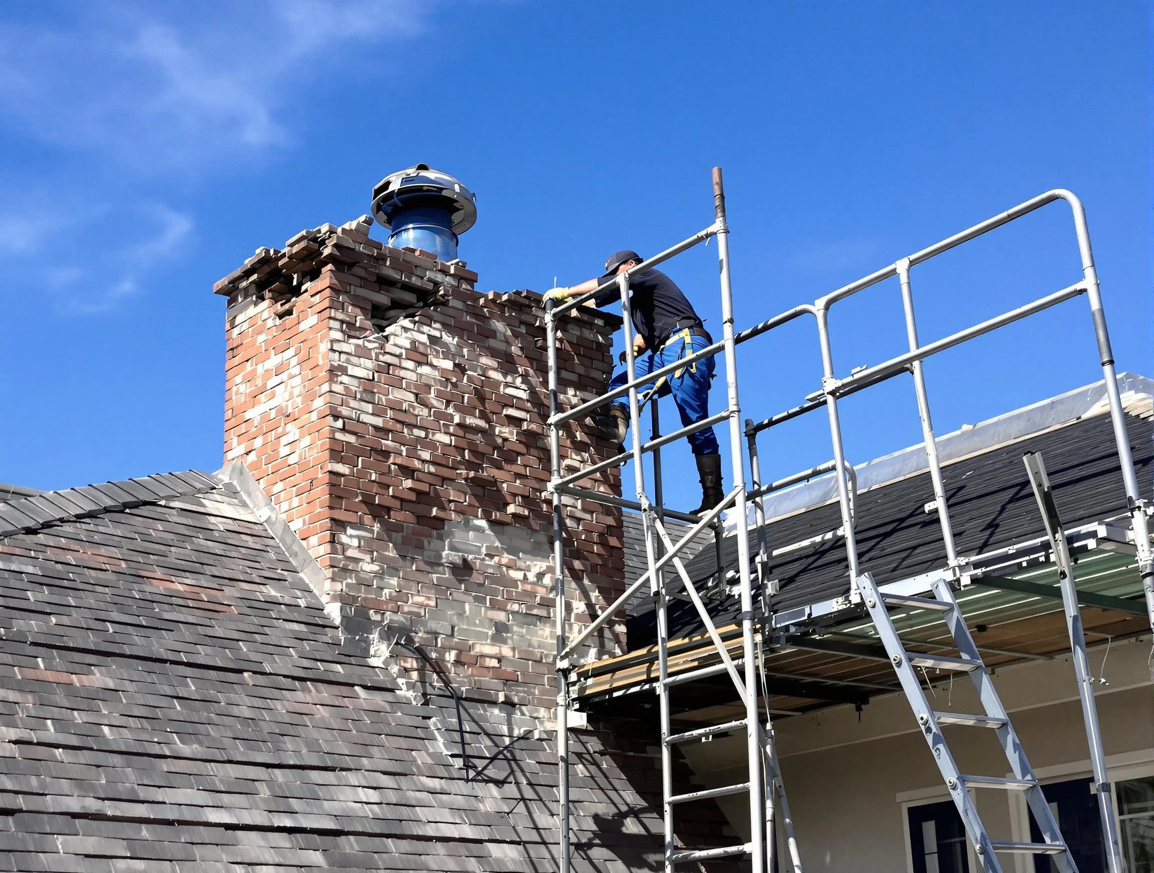 Rebuilding a chimney structure by Clifton Chimney Sweep in Clifton, NJ