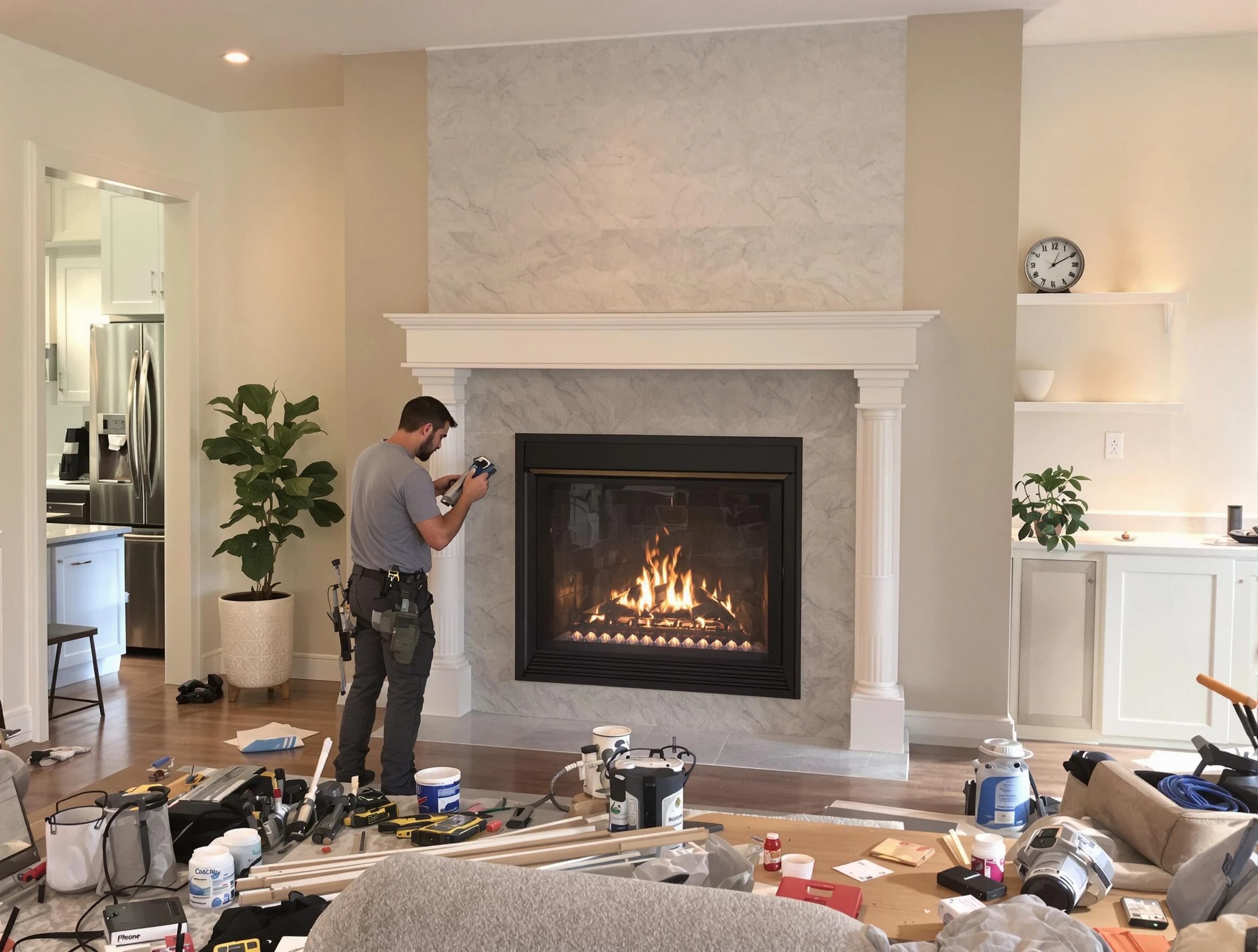 Newly installed fireplace by Clifton Chimney Sweep in Clifton, NJ