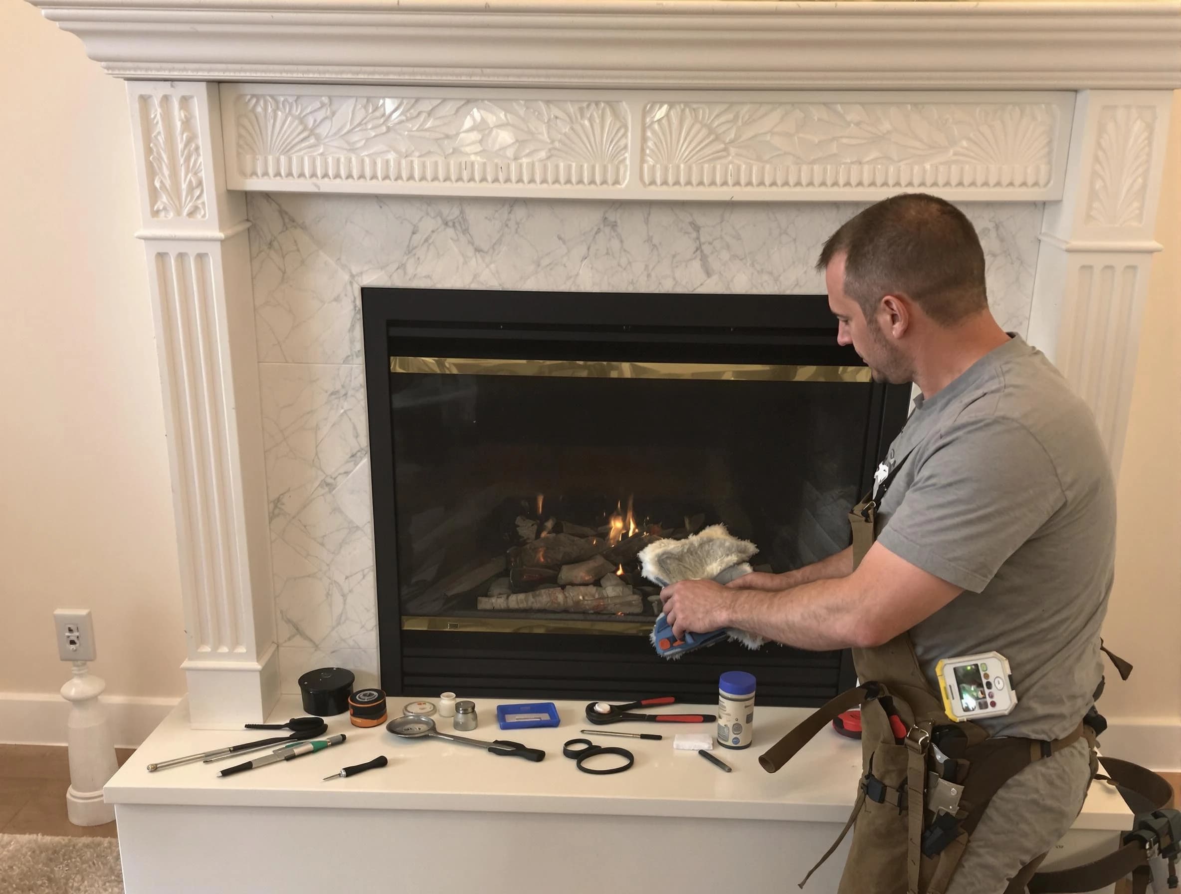 Clifton Chimney Sweep performing fireplace maintenance in Clifton, NJ