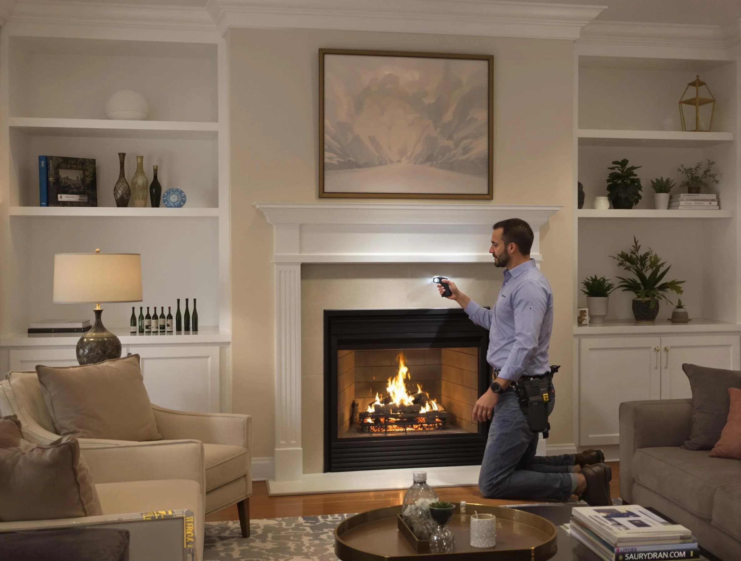 Clifton Chimney Sweep conducting a fireplace safety inspection in Clifton, NJ