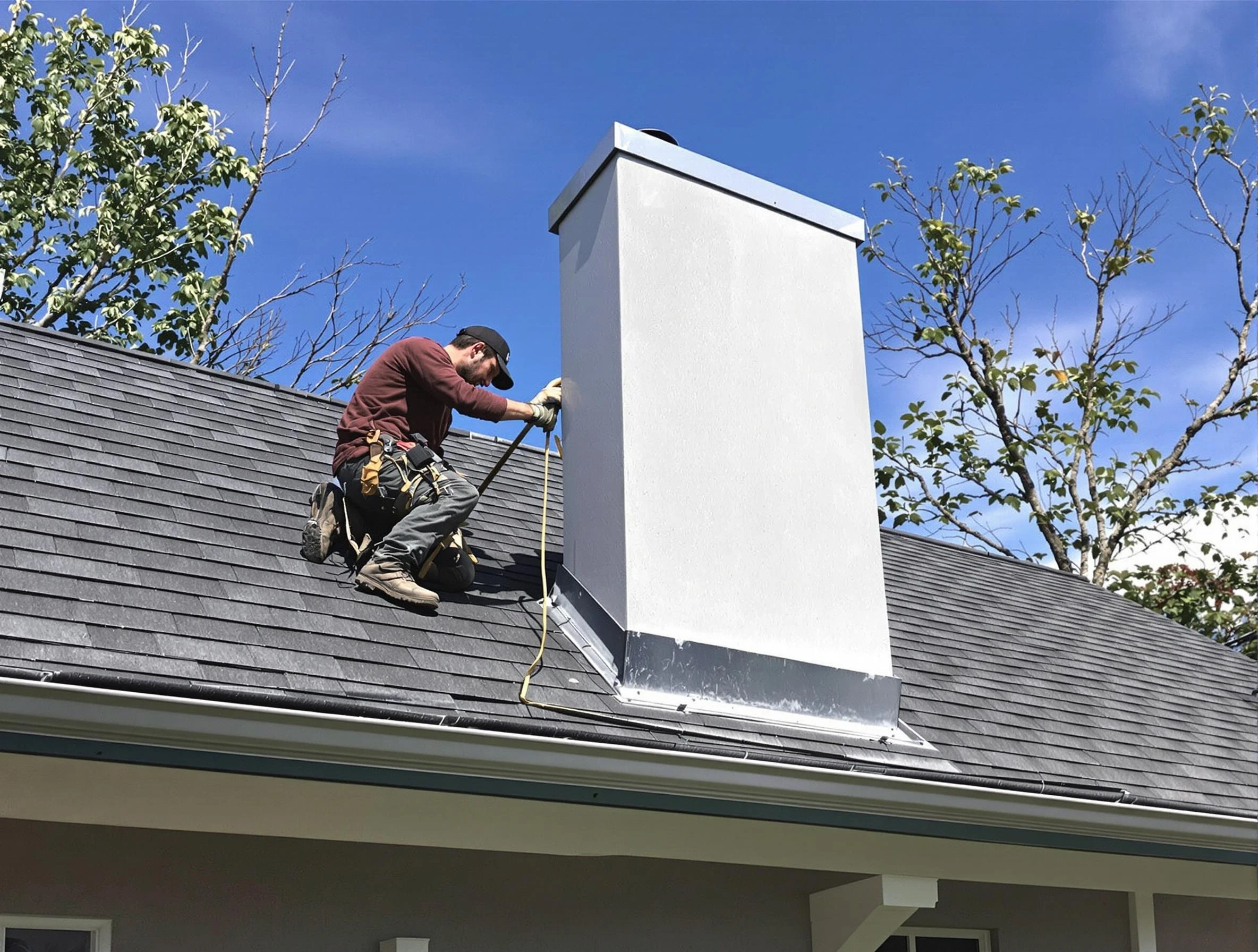 Clifton Chimney Sweep team member finishing chimney construction in Clifton, NJ