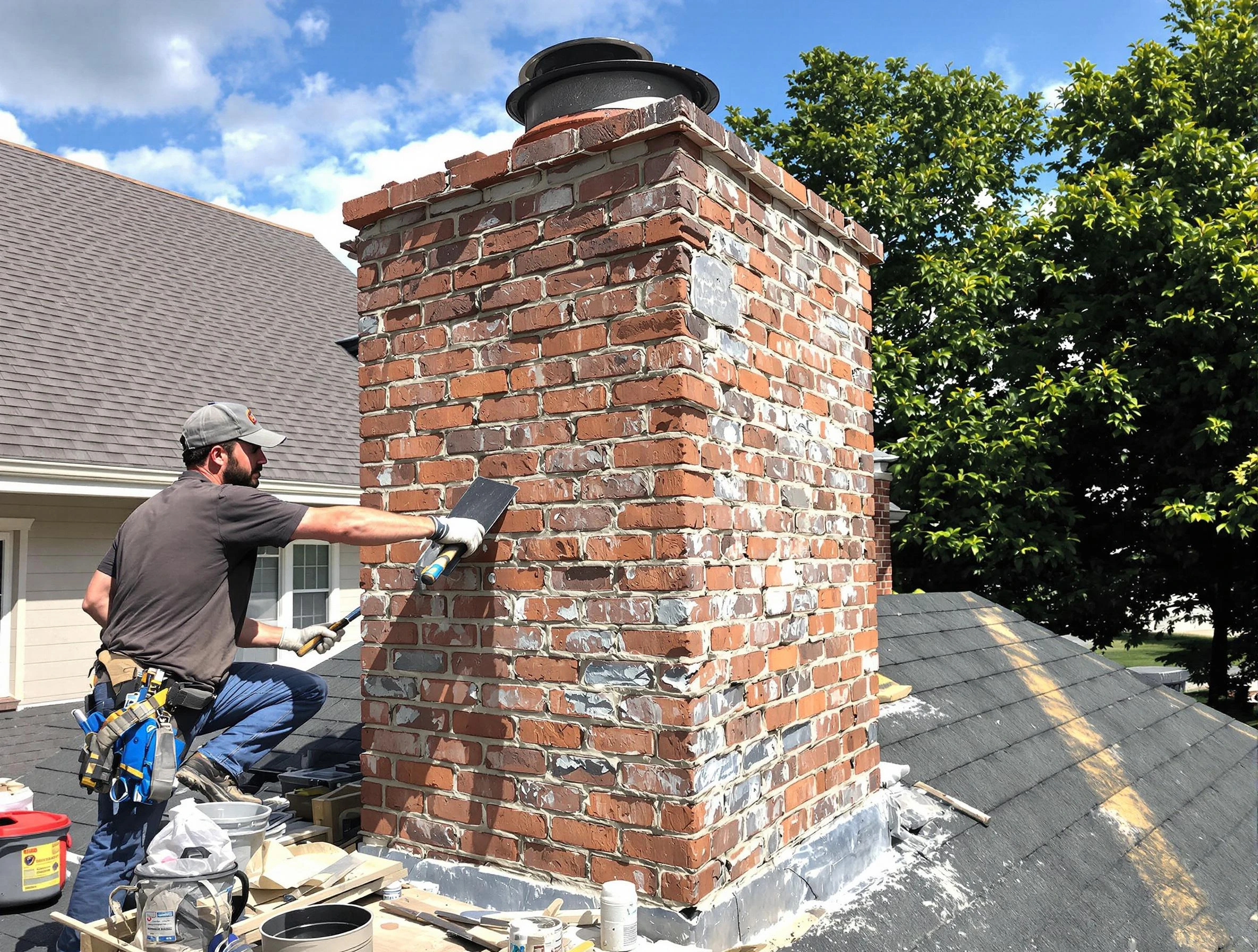 Completed chimney rebuild by Clifton Chimney Sweep in Clifton, NJ