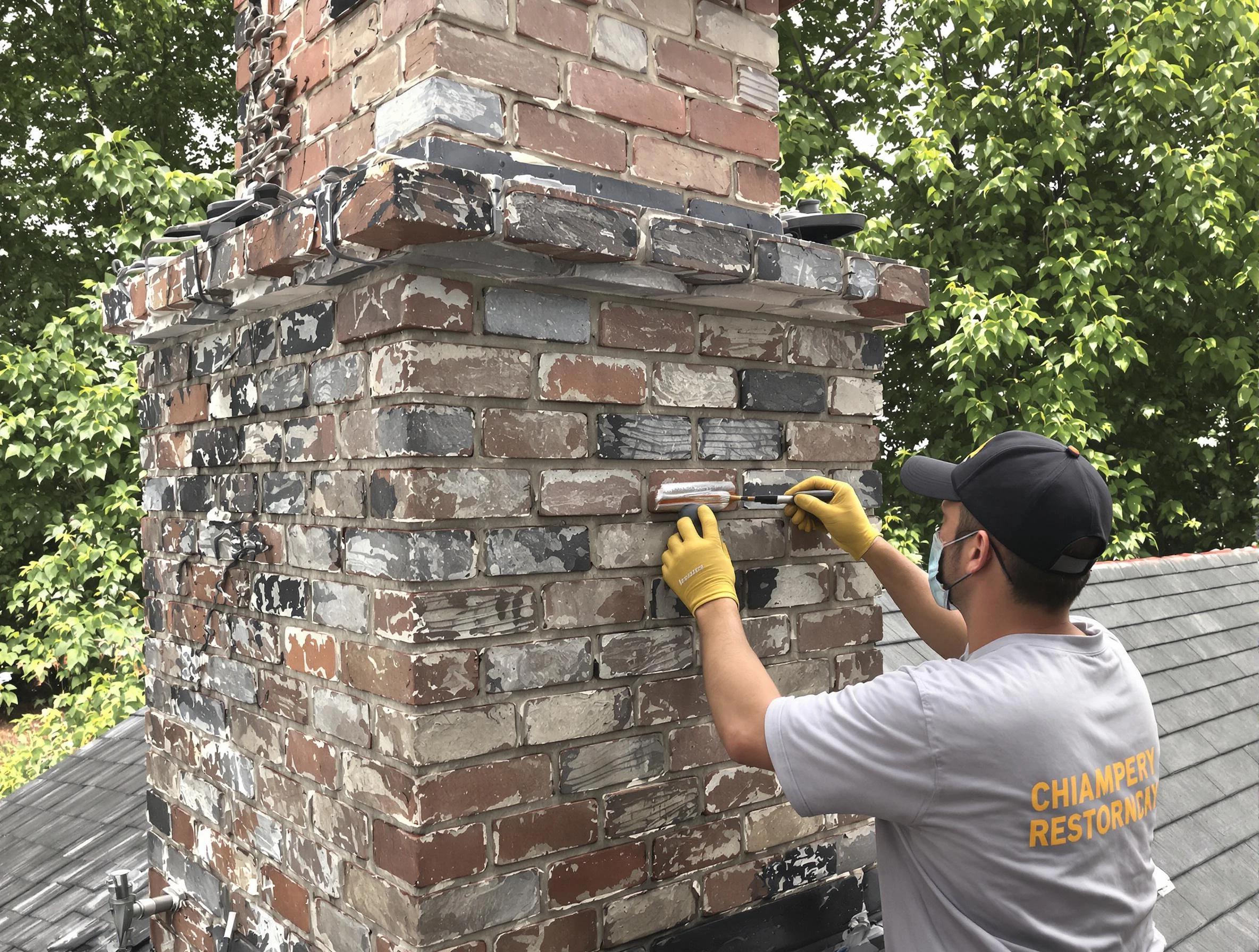 In-progress chimney restoration by Clifton Chimney Sweep in Clifton, NJ