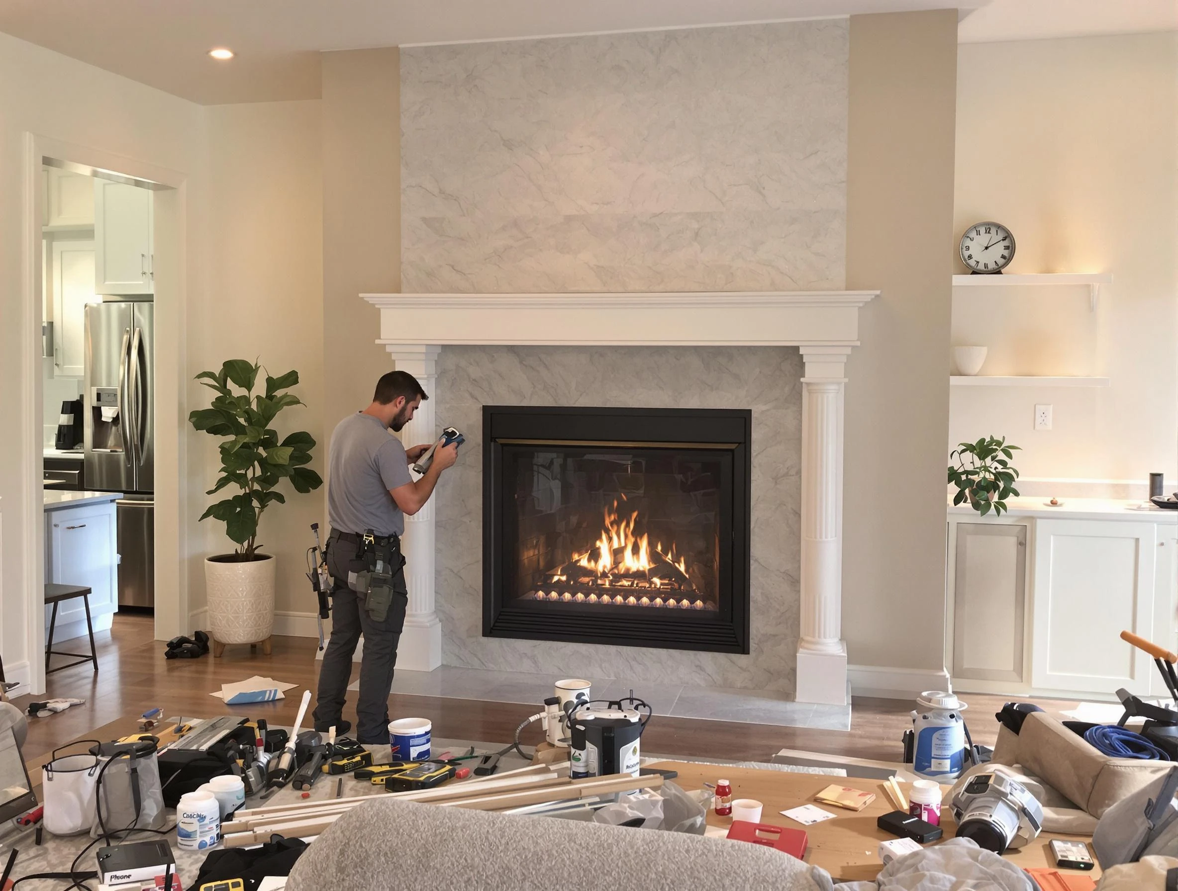 Newly installed fireplace by Clifton Chimney Sweep in Clifton, NJ
